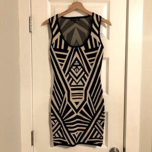 Black + cream geometric bodycon dress
